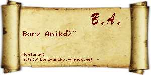 Borz Anikó névjegykártya